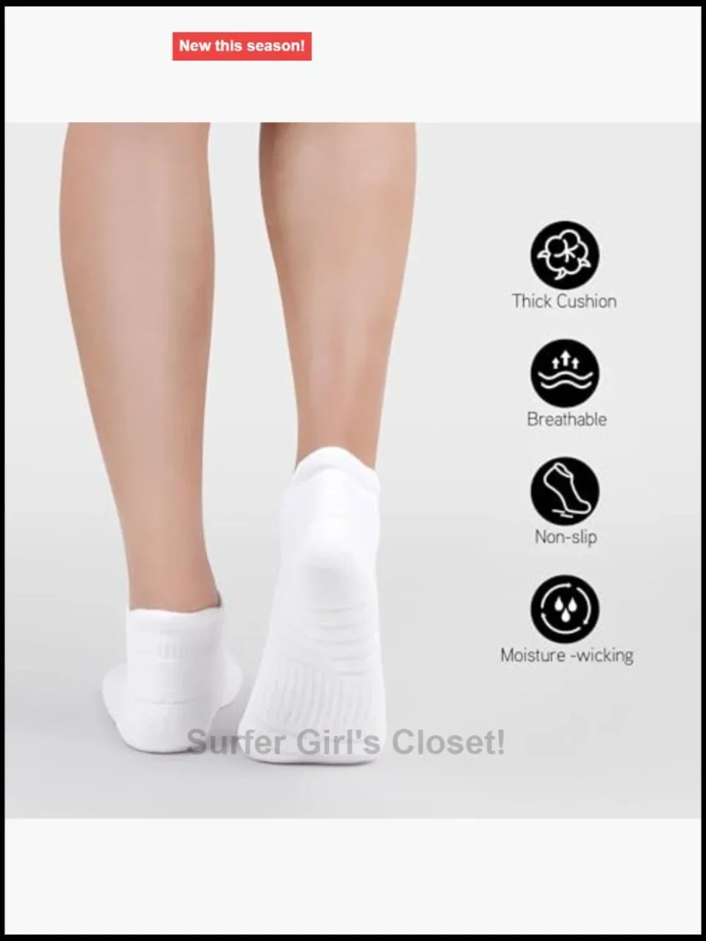 Low Cut Athletic Ankle Socks - Cushioned, Anti-Blister Tab, 6 Pairs